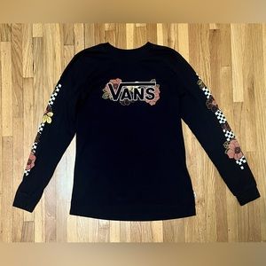 Vans Woman’s Long Sleeve Black T-Shirt Top. Size Small